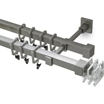 Garnýž Garnýž kovová 180 cm dvouřadá - dvojitá 20x20 Crystal matná stříbrná
