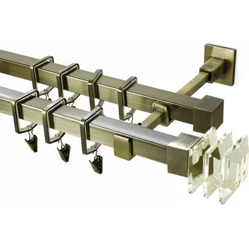 Garnýž Garnýž kovová 400 cm dvouřadá - dvojitá 20x20 Crystal starozlatá