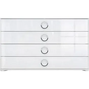 Komoda BRW Roksana II KOM4S/8/14 bílá/bílý vysoký lesk