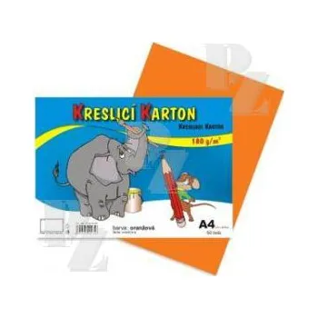 Karton Kreslící karton A4 50ks 180g oranžový, Stepa