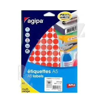 Speciální papír Samolepící etikety průměr 15mm červená 960ks, Donau