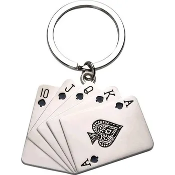 Přívěšek na klíče ve tvaru karet s postupkou - barva černá