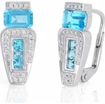 Diamantové náušnice, bílé zlato briliant, modrý topaz (blue topaz) 3880958-0-0- (3880958-0-0-93)