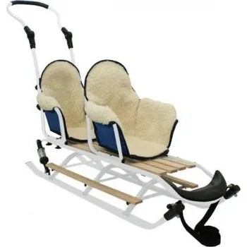 Sáně Mikrus dětské sáňky pro dvojčata Duo bílé tmavě modré