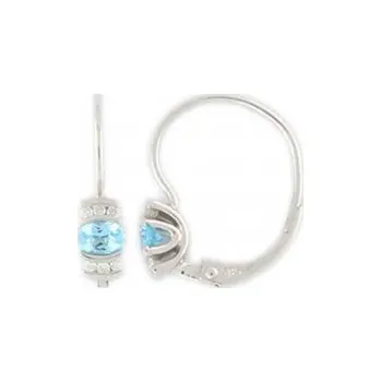 Prsten Diamantové náušnice, bílé zlato briliant, modrý topaz (blue topaz) 585/1,55gr (3880161-0-0-93)