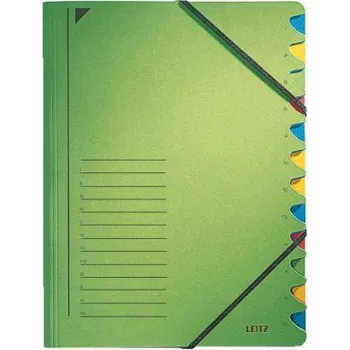Leitz třídící desky s gumičkou A4, 12 listů, zelené
