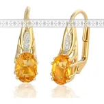 Diamantové zlaté náušnice s diamanty a oranžovým přírodním citrínem 585/2,85 gr (3830897-5-0-80)