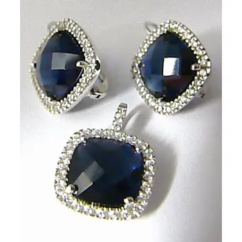 Souprava šperků Klenoty Budín Luxusní mohutná stříbrná rhodium souprava s modrými safíry 0306591 (Klenoty Budín Luxusní mohutná stříbrná rhodium souprava s modrými safíry 0306591)