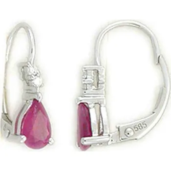 Prsten Luxusní diamantové náušnice s přírodním červeným rubínem z bílého zlata 585/1,6 (3880098-0-0-94)