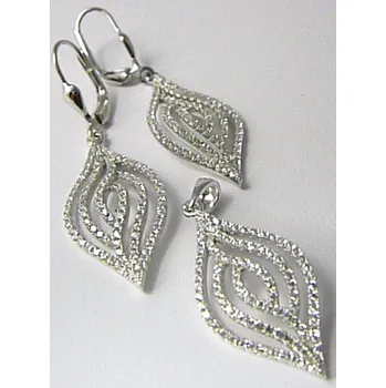 Souprava šperků Luxusní mohutné visací stříbrná rhodiovaná souprava posetá zirkony 030776600001 (030776600001)