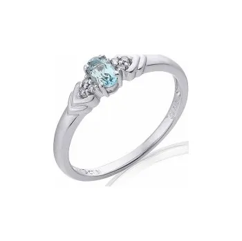 Šperk Prsten s diamantem, bílé zlato briliant, akvamarín (3860449-0-54-86)