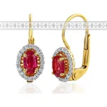 Diamantové náušnice s diamanty a velkým červeným rubínem alá Kate Middleton (3830121-5-0-94)