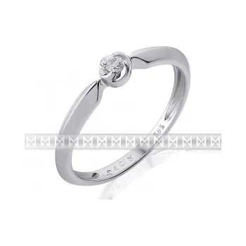 Prsten Luxusní zásnubní prsten s diamantem, bílé zlato brilianty 3861817-0-51-99 (3861817-0-51-99)