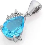 Přívěsk s diamantem, bílé zlato briliant, modrý topaz (blue topaz) 3870156-0-0- (3870156-0-0-93)