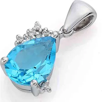Přívěsek Přívěsk s diamantem, bílé zlato briliant, modrý topaz (blue topaz) 3870156-0-0- (3870156-0-0-93)