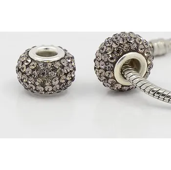 Korálek Korálek s krystalky černošedý black diamond - TOPBEADS