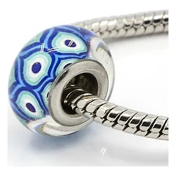 Korálek Korálek 18 ANY modrý vzor skleněný - TOPBEADS