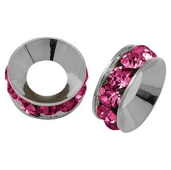 Korálek Korálek rondel malý s růžovými fuchsie krystaly - TOPBEADS