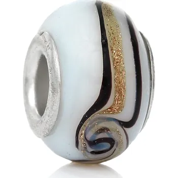 Korálek Korálek bílý se zlatým prachem a čokoládou - TOPBEADS