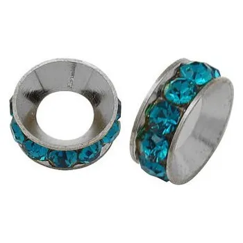 Korálek Korálek rondel malý s tyrkysovými krystaly - TOPBEADS