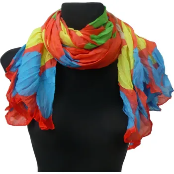 Šála Dámská červená šála s barevnými puntíky