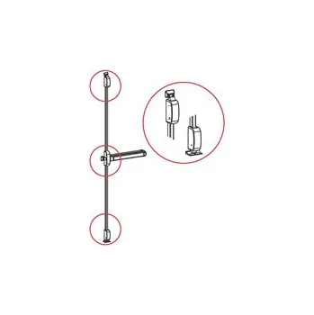 Dveřní kování Panikové kování Kit PUSH-BAR, 3-bodový 1300 mm černá/stříbrná vertikální západky