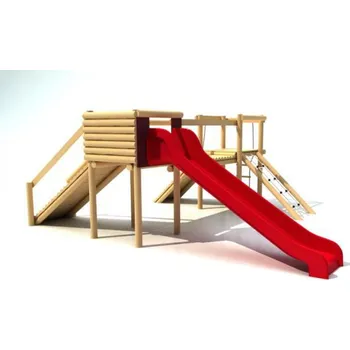 Dětské hřiště Hrad se skluzavkou, řetězovou sítí, provazovým žebříkem, výška podesty 1,2 m