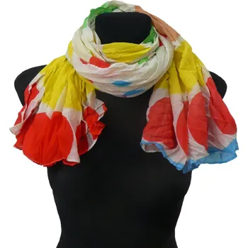 Šála Dámská smetanová šála s barevnými puntíky