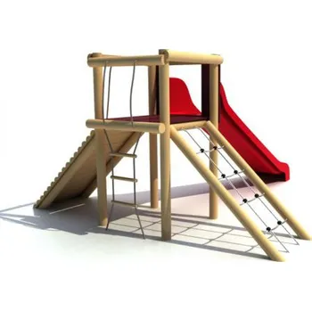 Dětské hřiště Rozhledna se sítí, žebříkem, chodníkem a skluzavkou, výška podesty 1,4 m