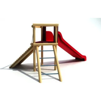 Dětské hřiště Rozhledna s žebříkem, chodníkem a skluzavkou, výška podesty 1,4 m
