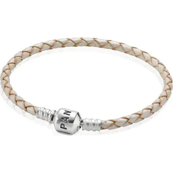 Pandora Krémový kožený náramek 590705CPL 19 cm Náramek Pandora Krémový kožený náramek 590705CPL 19 cm