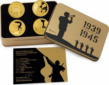 Sada čtyř zlatých mincí 25 NZD Konec druhé světové války proof