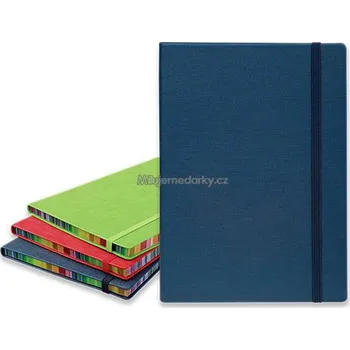 Zápisník Linkovaný zápisník A5 s gumičkou modrý s duhovými okraji