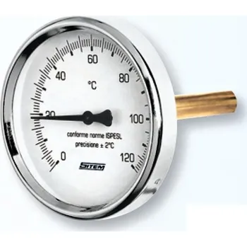 Regulus Teploměr 0-120°C s jímkou (l= 150, 1/2“), zadní, d=63 mm 10474