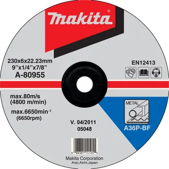 Brusný kotouč Makita brusný kotouč ocel 230x6,0x22 mm