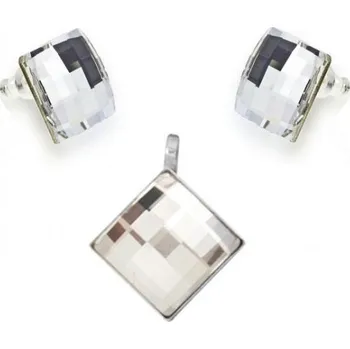 Souprava šperků Stříbrná souprava Chessboard Crystal (Dámská stříbrná souprava šperků)