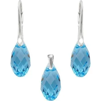 Souprava šperků Stříbrná souprava Briolette Aquamarine 13 mm (Dámská stříbrná souprava šperků)
