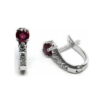 Prsten Klenoty Budín Diamantové náušnice s přírodními vzácnými rubíny 585/2,69 gr J-21056-12 POŠTOVNÉ ZDARMA! (J-21056-12)