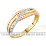 Luxusní prsten s diamantem, kombinace bílé, žluté, červené AU brilianty 3811441 POŠTOVNÉ ZDARMA! (3811441-8-57-99)