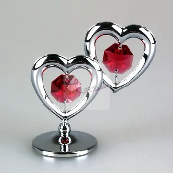 Žertovný předmět Dvě zamilované srdce Crystocraft - stříbrná