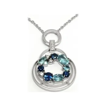 Prsten Šperkový náhrdelník se safírem, akvamarínem a diamanty 585/8,54 gr J-21359-12 POŠTOVNÉ ZDARMA! (J-21359-12)