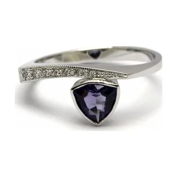 Prsten Luxusní zásnubní diamantový prsten s ametystem 585/2,89 gr J-21596-12 POŠTOVNÉ ZDARMA! (21596-12)