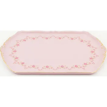 Podnos čtyřhranný Sonáta 28 cm, růžový porcelán, kytičky, Leander