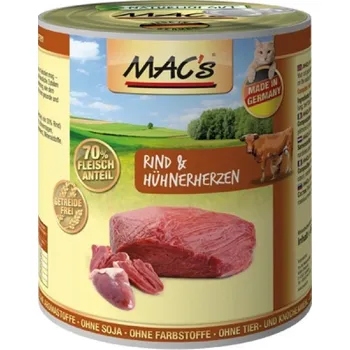 Mac's Cat konzerva hovězí/kuřecí srdce, 400 g