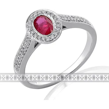Prsten Luxusní prsten s diamantem, bílé zlato briliant, červený přírodní rubín 386199 POŠTOVNÉ ZDARMA! (3861996)