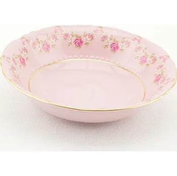 Miska kompotová 13,5 cm, růžový porcelán, kytičky, Leander