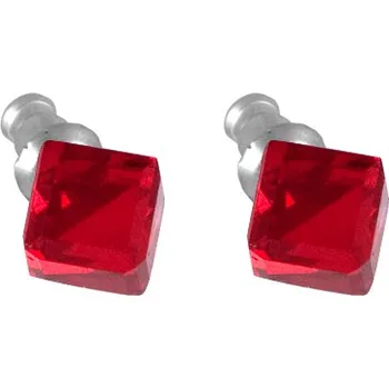 Náušnice Náušnice se Swarovski Elements červená kostka Light Siam 8 mm