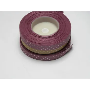 saténová s puntíky starorůžová 12 mm