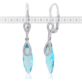 Náušnice Diamantové náušnice, bílé zlato briliant, modrý topaz (blue topaz) 3880382 (3880382)