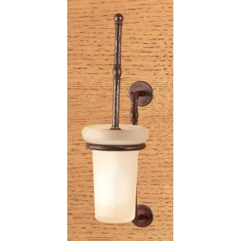 Sada koupelnových doplňků M&T FT 357 Kovaný držák na WC štětku s nádobou z matného skla a s WC štětkou